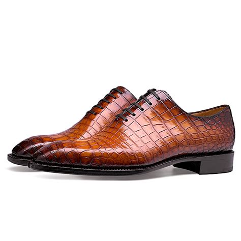 Handcrafted Genuine Alligator Leather Mens Classic Wholecut Oxford Shoes