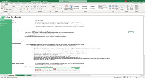 Workload Analysis Excel Template - Simple Sheets