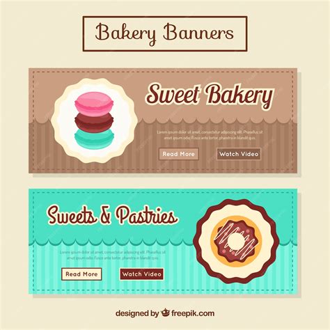 Free Vector Coloured Bakery Banners