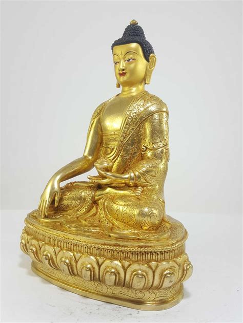 Statue Of Shakyamuni Buddha Full Fire Gold Plated