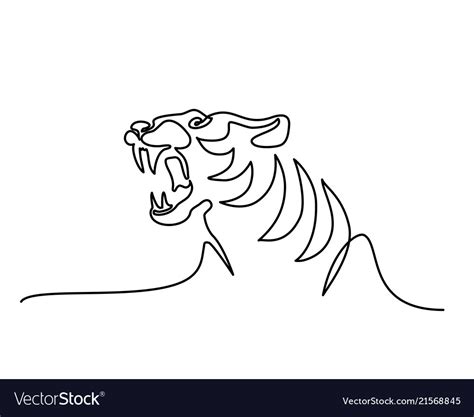 Continuous One Line Drawing Tiger Symbol Logo Vector Image