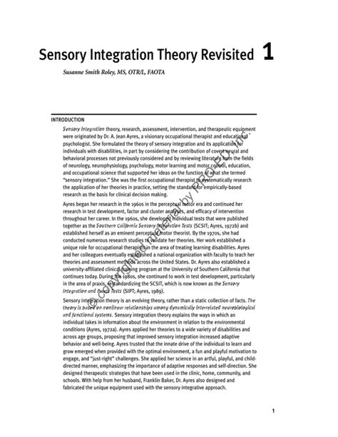 Sensory Integration Theory Revisited Pro Ed