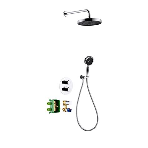 Concealed Shower Set Wall Mounted Round Rainfall Shower Head With The Cold And Hot Mixer Valve