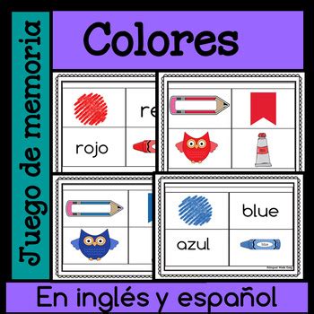 Juego De Memoria Colores En Ingles Y Espanol By Bilingual Made Easy