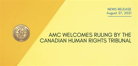 Amc Welcomes Ruling By The Canadian Human Rights Tribunal Assembly Of