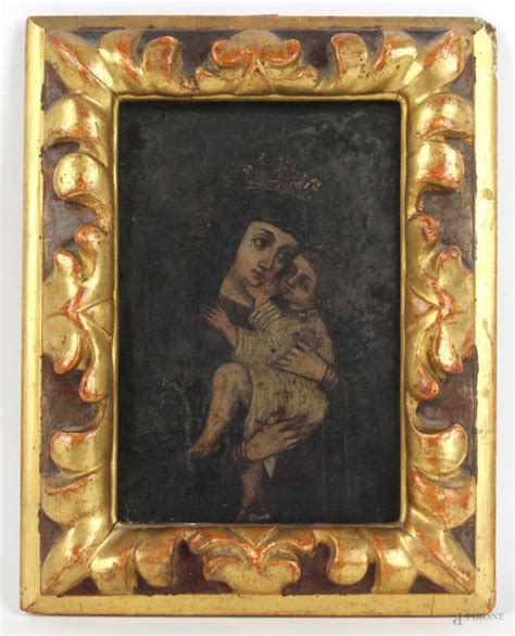 Madonna Col Bambino Olio Su Rame Cm X Xviii Xix Secolo Entro