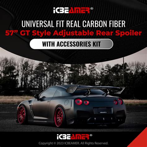 Snapklik Icbeamer Universal Fit Real Carbon Fiber Gt Wing Rear