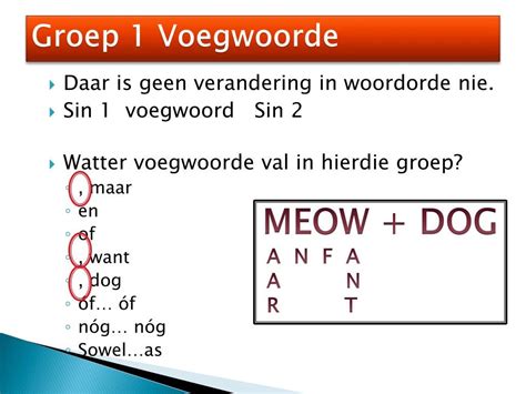 Groep 1 Voegwoorde Group 1 Conjunctions Diagram Quizlet