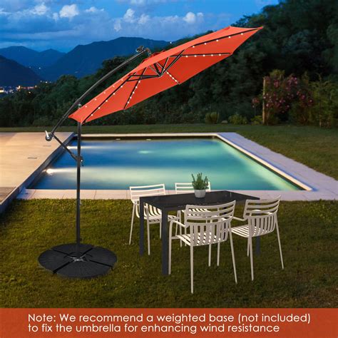 Tangkula 10 Ft Patio Offset Umbrella 40 Led Lighted Market Umbrella W Tangkula