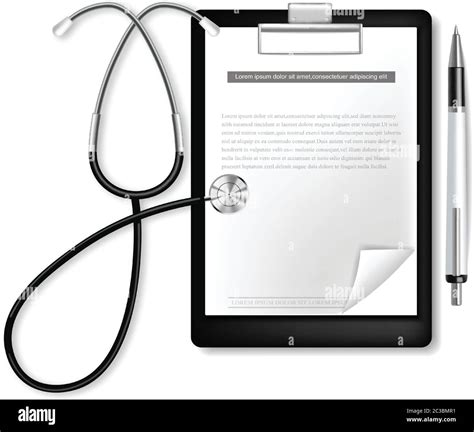 Medical Clipboard With Stethoscope Vector Realistic Blank Icon