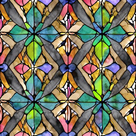 Watercolor Stained Glass Seamless Pattern Creative Fabrica