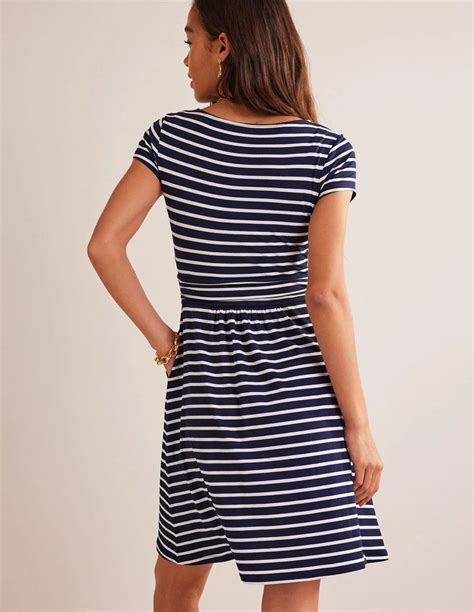 Amelie Jersey Dress Navy Ivory Stripe Boden US Jersey Dress