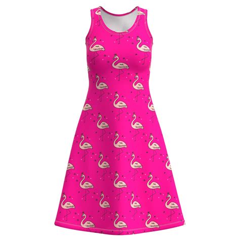 Girly Pink Flamingo Sleeveless Dress - EightyThree XYZ Clothing