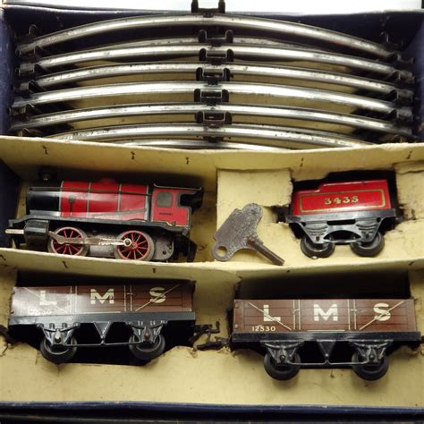 Antique HORNBY O GAUGE 1950s M1 Goods Vintage Boxed CLOCKWORK TRAIN SET