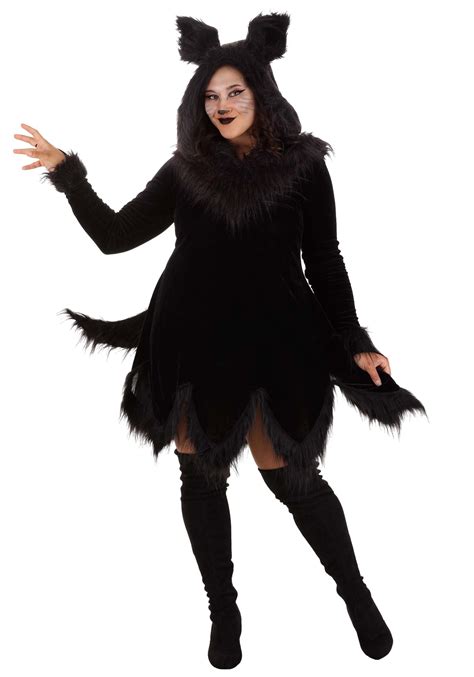 Plus Size Black Wolf Costume for Women