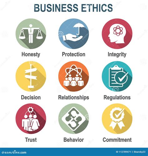 Business Ethics Line Vector Icons And Signs Integrity Fairness