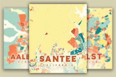 Santee California Colorful Map Graphic By Poster Boutique · Creative