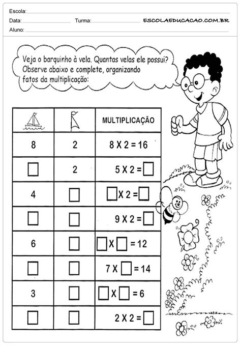 Atividades de Matemática 3º ano Multiplicação Escola Educação