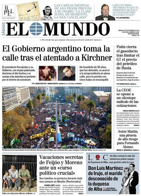 Periódico El Mundo España Periódicos De España Edición De Sábado 3