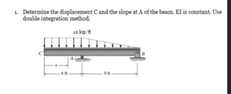 Solved 1 Determine The Displacement C And The Slope At A Of