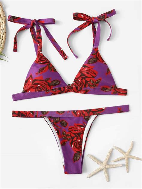 Floral Tie Shoulder Top With Tanga Bikini Set Artofit