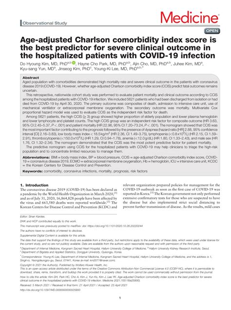 Pdf Age Adjusted Charlson Comorbidity Index Score Is The Best
