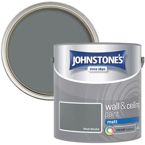 Johnstone S Walls Ceilings Steel Smoke Matt Emulsion Paint 2 5L Wilko