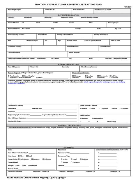 Fillable Online Dphhs Mt Montana Central Tumor Registry Abstracting