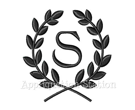 Machine Embroidery Monogram Laurel Wreath Initial Design Etsy