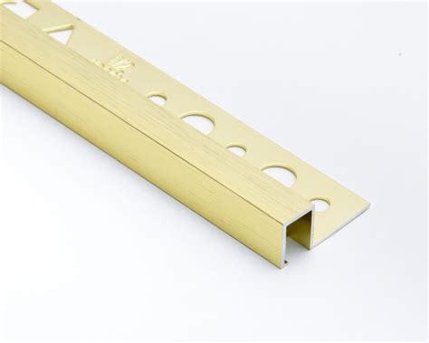 Vroma Deep Brushed Gold Box Square Edge 2 5m Heavy Duty Aluminium Tile Trims Vroma Trims