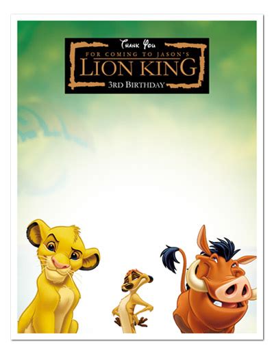 The Lion King Movie Birthday Party Thank You Notes On Popscreen