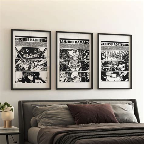 Set of 3 Demon Slayer V2 Anime Digital Poster, Anime Gifts, Anime Wall ...