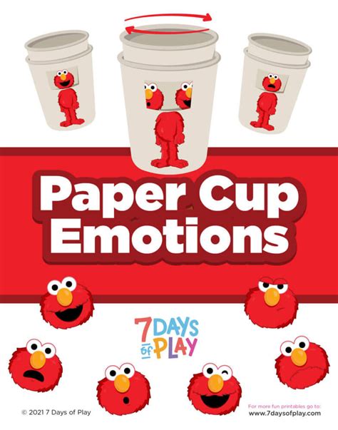 Emotions Cup with Elmo - Printable - 7 Days of Play