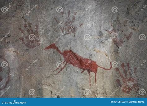 Ancient Paintings on Cave Walls Stock Image - Image of people, record ...