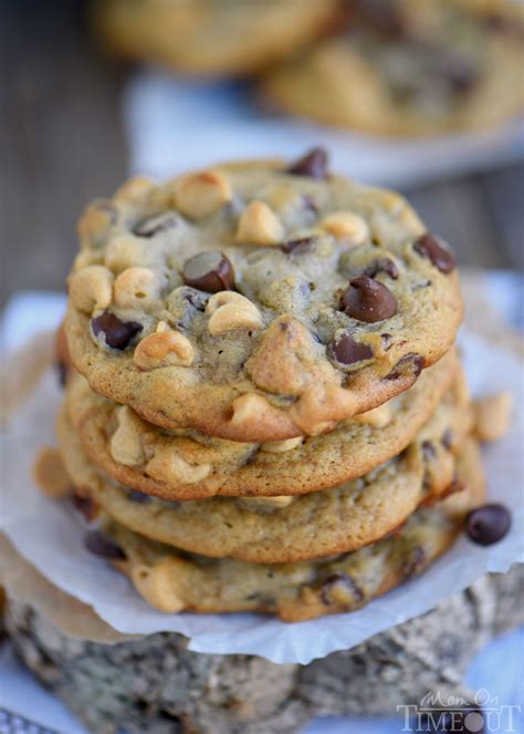 Chocolate Chip Cookies Stacked On Top Of Each Other