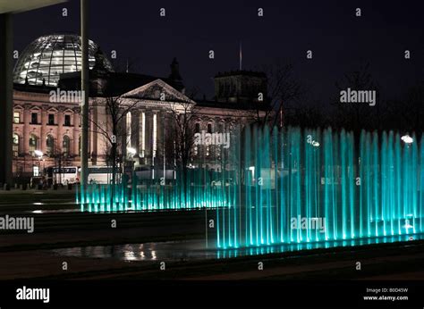 Illuminated Reichstag at night Berlin Germany April 2008 Stock Photo ...