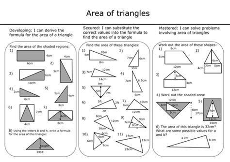 Area Of Triangle Worksheet Corbettmaths