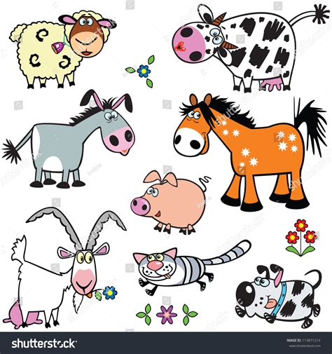 Set Of Cartoon Farm Animals,Vector ,Images Isolated On White Background ...