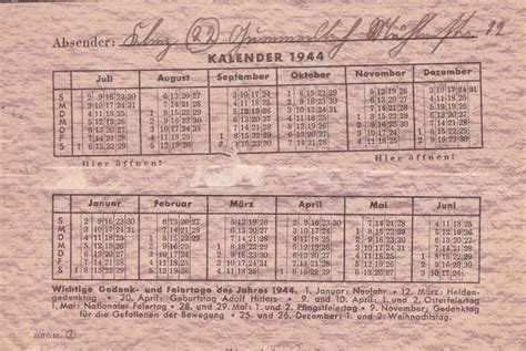 1944 Calendar