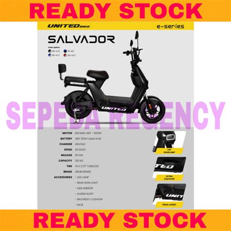 Jual Sepeda Listrik United Salvador Electric E Bike Watt Bk Slv