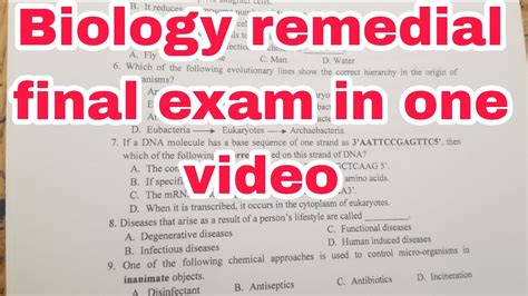 Biology Remedial Final Exam Solution For Remedial Student Youtube