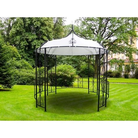 Kiosque de jardin TILCARA en métal façon fer forgé D300 x H290cm Noir