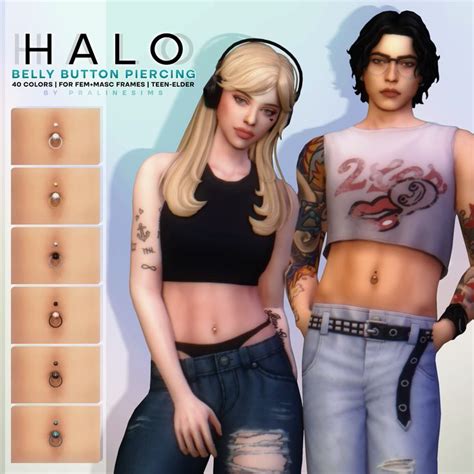 Halo Belly Button Piercing Pralinesims Sims The Sims Skin Sims