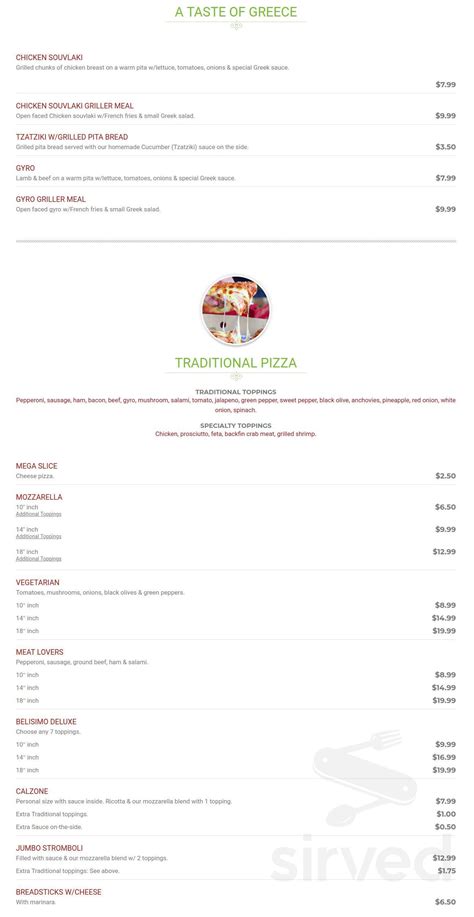 Belisimos Menus In New Windsor Maryland United States