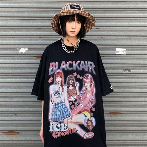 Blackpink Vintage Bootleg Inspired Oversized Shirt Jennie Lisa Rose