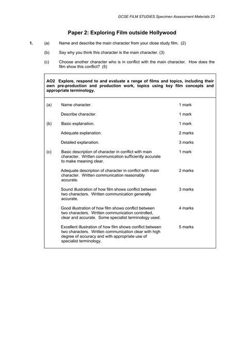 Gcse Film Studies Example Paper Pdf