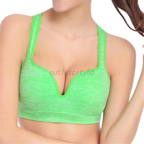 Wireless Sports Bra Women Fitness Push Up Padded Bra Racerback Stretch