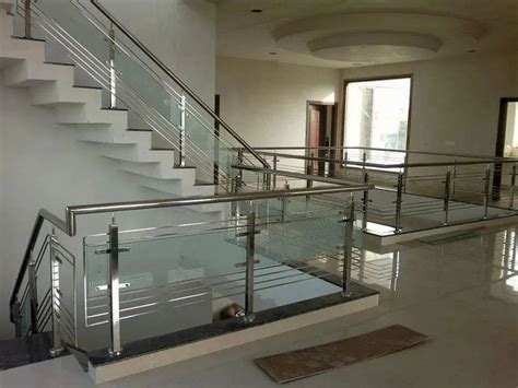 Stairs Stainless Steel Glass Railing For Home Material Grade 304 At