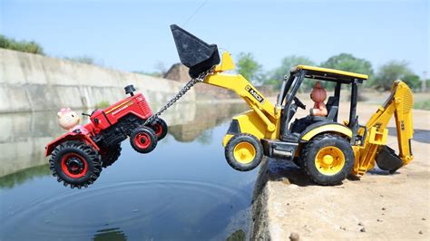 Mahindra Tractor And Tata Dumper Accident Big River Pulling Out JCB 3DX