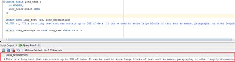 Oracle Long Datatype Databasefaqs